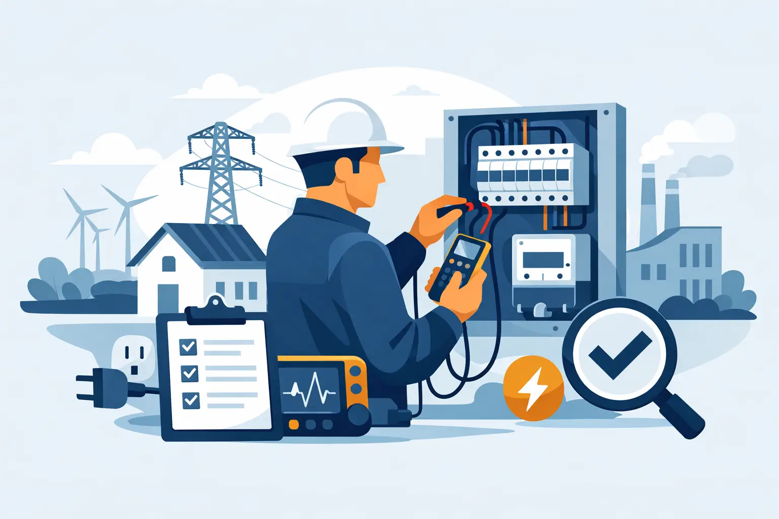 Onafhankelijke elektrische inspectie van een verdeelkast in een bedrijfspand