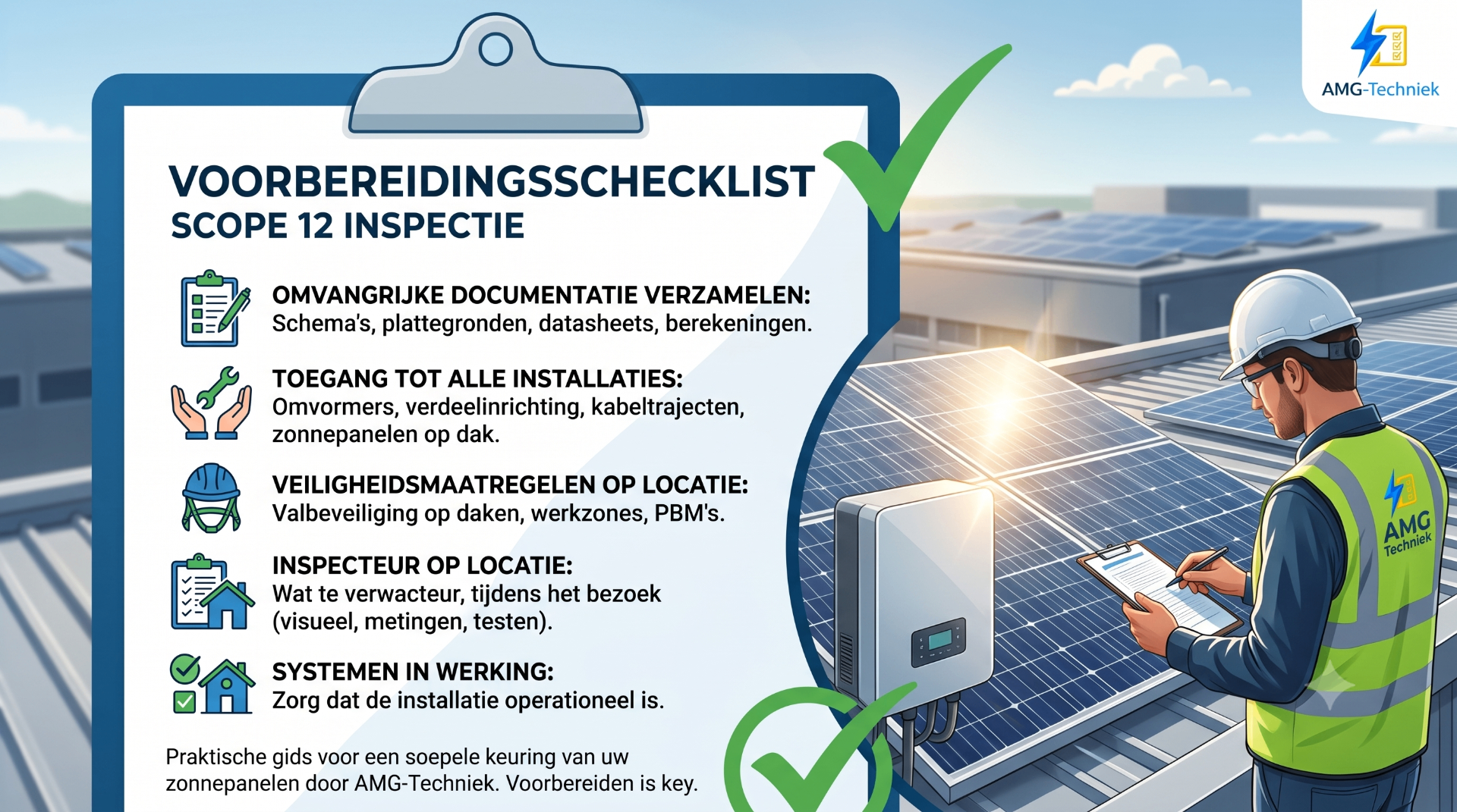 Infographic checklist voorbereiding Scope 12 inspectie zonnepanelen