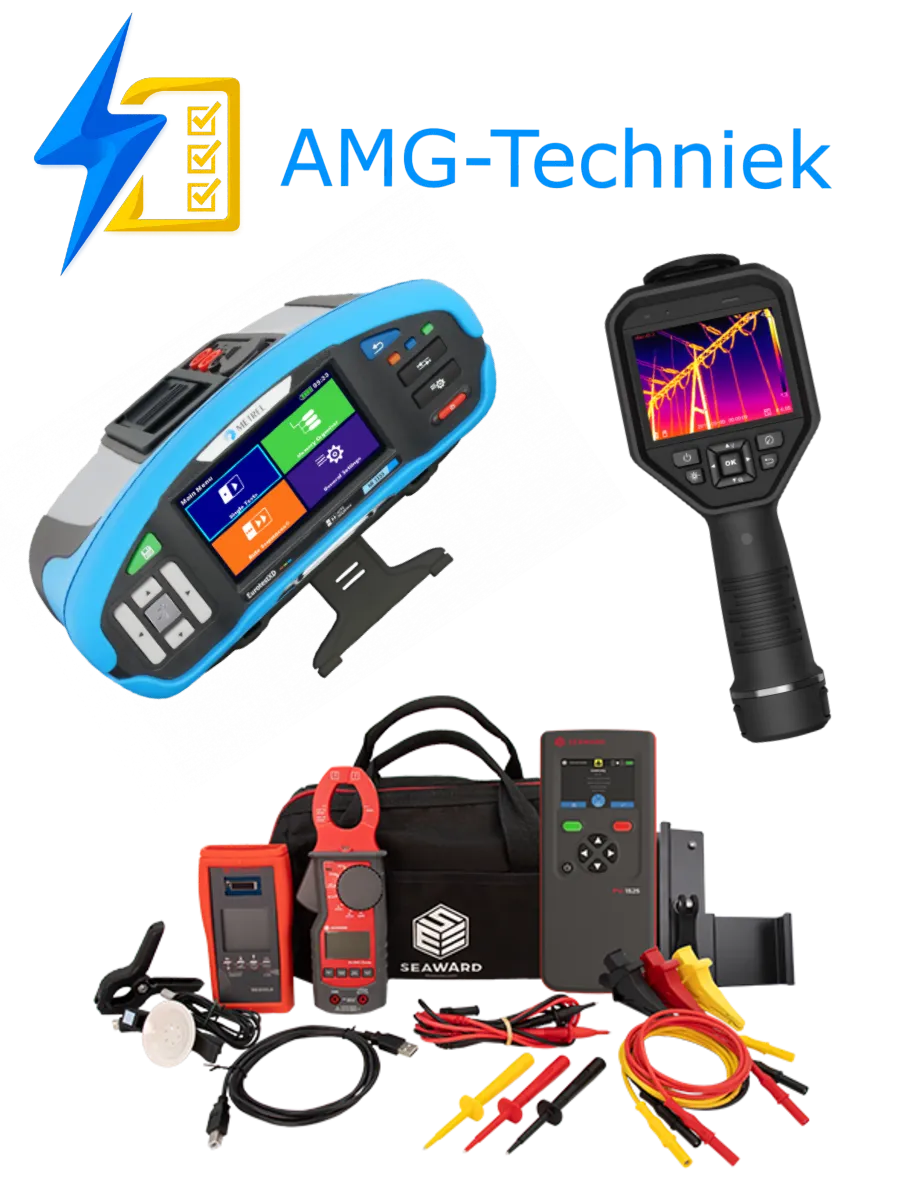 Inspectie-instrumenten van AMG Techniek: Metrel EurotestXD, HIKMICRO warmtebeeldcamera en Seaward meetset