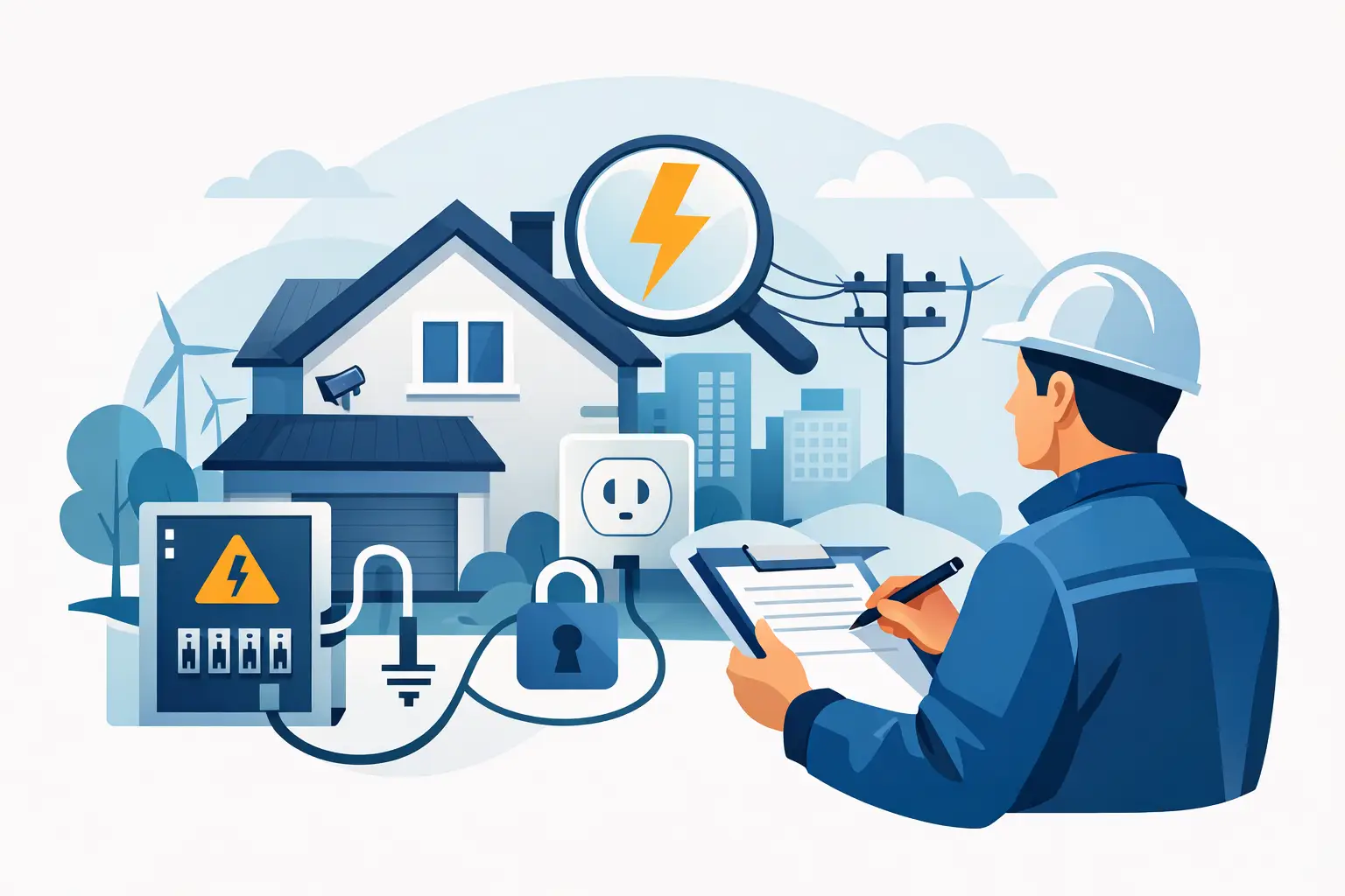 Inspecteur beoordeelt elektrische installatie bij bedrijfspand voor vaste prijs Scope 10 keuring