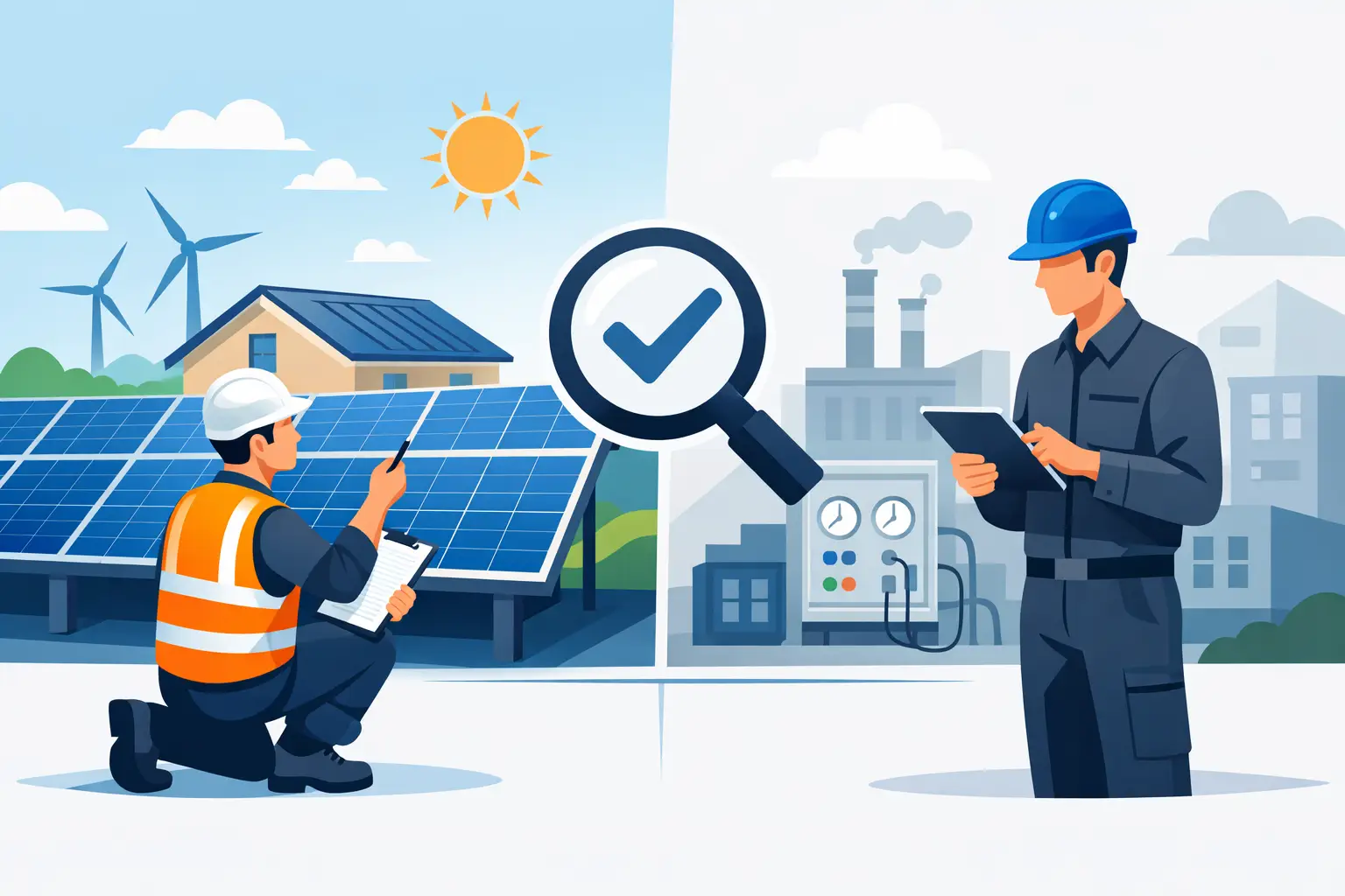 Scope 12 inspectie van zonnepaneleninstallatie op bedrijfsdak